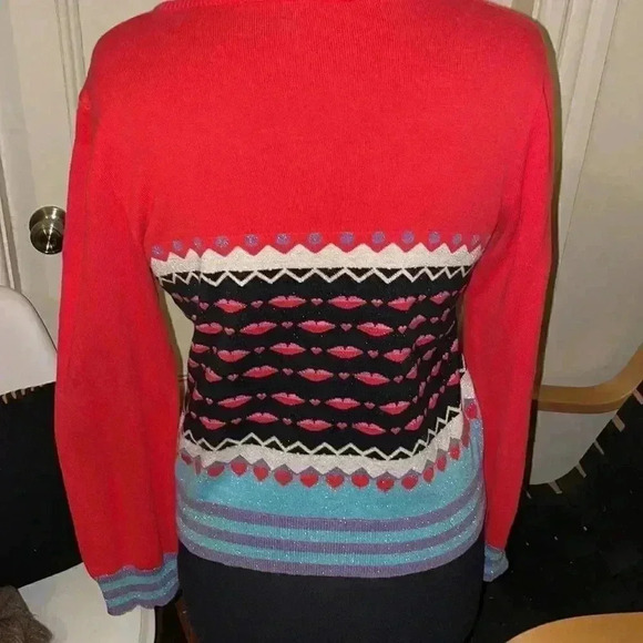 Marc Jacobs metallic cropped striped kiss heart sweater large - Picture 3 of 7